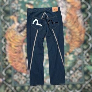 Vintage EVISU No.2 Selvedge Denim Dark Indigo Blue Jeans Size Hip Hop 40x33